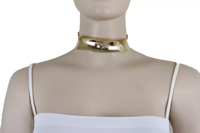 Women Fancy Gold Metal Plate Fashion Jewelry Choker Short Necklace Bling Style Women Fancy Gold Metal Plate Fashion Jewelry Choker Short Necklace Bling Style