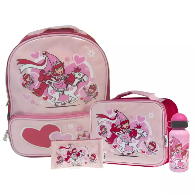 Kids Lunch Bag Set with Drinks Bottle Backpack & Pencil Case School Princess Set