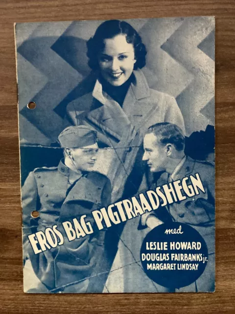 Captured! Leslie Howard, Douglas Fairbanks Jr. 1933 Danish Movie Program