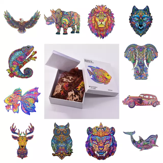 A3 Wooden Jigsaw Puzzle For Kids Adults Wolf Owl Cat Horse Lion Diy Games Animal