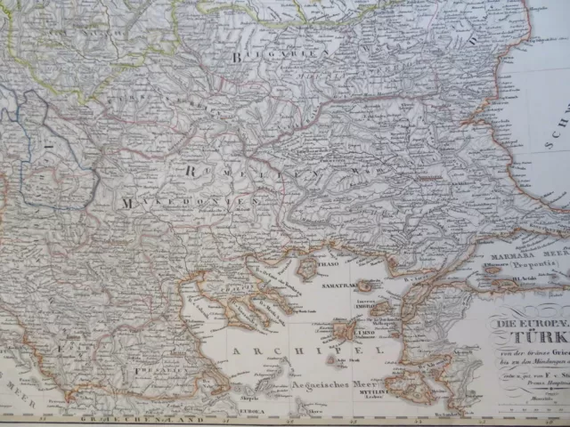 Ottoman Balkans Albania Serbia Macedonia 1855 Stulpnagel detailed map