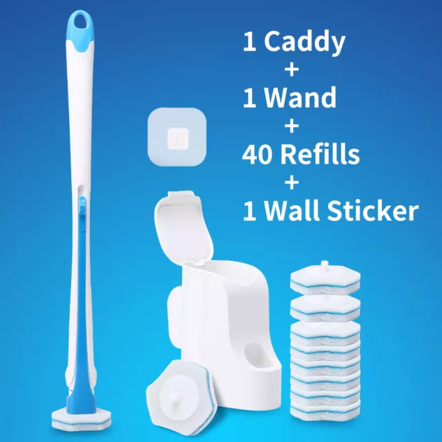 DALIPER Disposable Toilet Brush Set Replaceable Head Long Handle Bathroom Brush