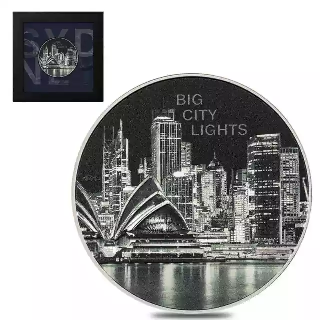 2023 Cook Islands 1 oz Proof Silver Big City Lights Sydney Coin