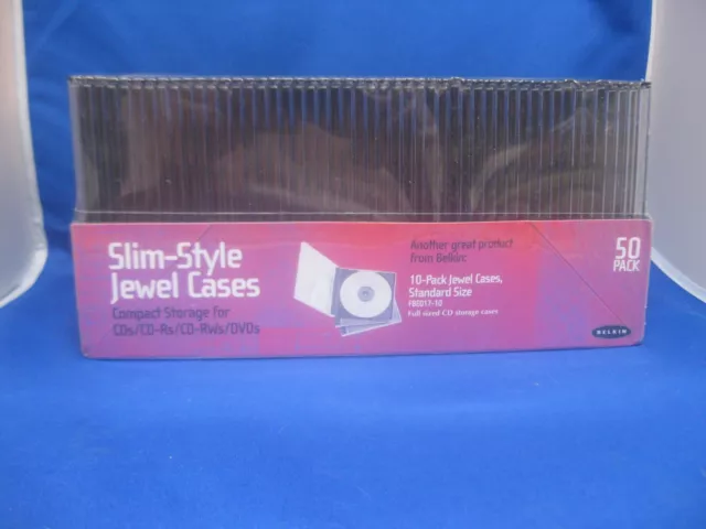 Belkin 50 Pack Slim Style Plastic Jewel Cases For CD DVD Video Games - Sealed