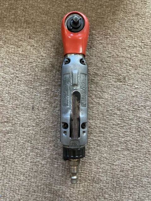 Vintage Snap On Tools FAR25 1/4" drive air ratchet with red rubber boot 3
