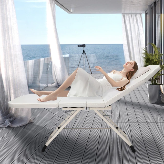 Aluminium Portable Beauty Massage Foldable Chair Table WHITE