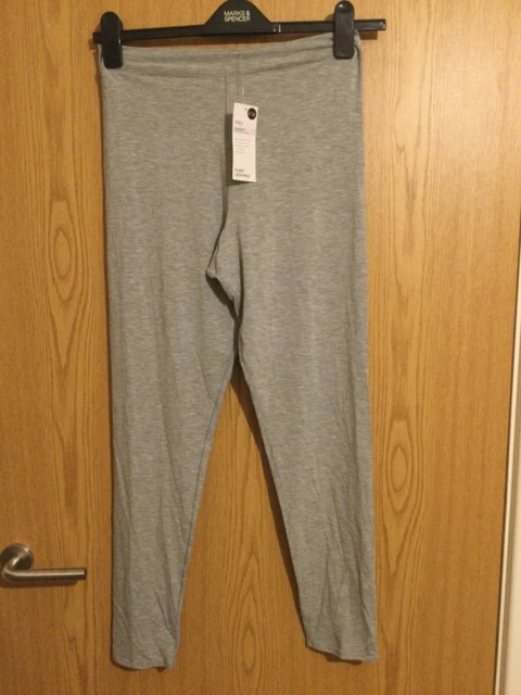 Leggings sonno M&S Supersoft Flexifit grigio elasticizzati UK 10 NUOVI CON ETICHETTE