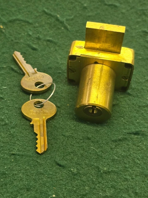 Corbin #0666 Solid Brass Deadbolt Drawer Lock – 7/8" Barrel, Satin Brass, Keyed Alike