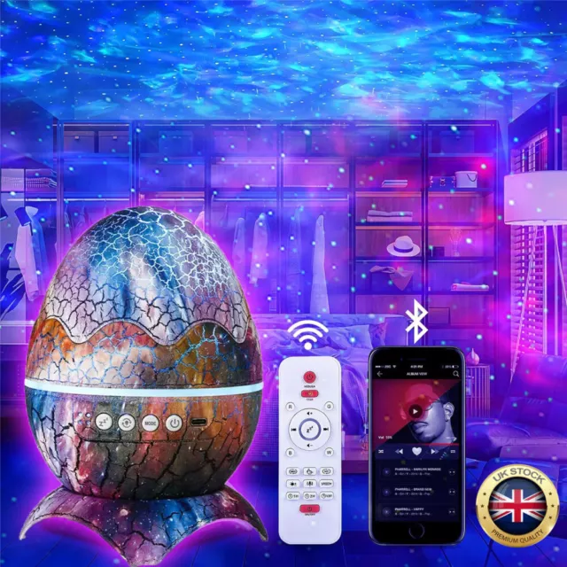 Dinosaur Egg Aurora Galaxy Star Projector Starry Light w/ Wireless Music Player