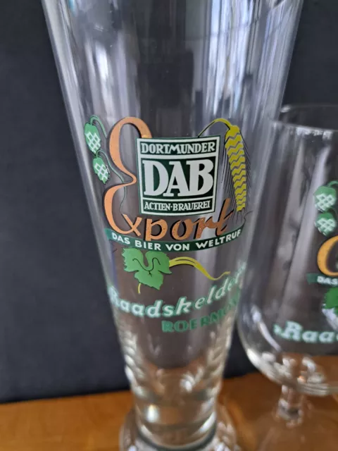 2 Altes bierglas Dortmunder Actien-brauerei DAB Export 'Raadskelder Roermond' 2