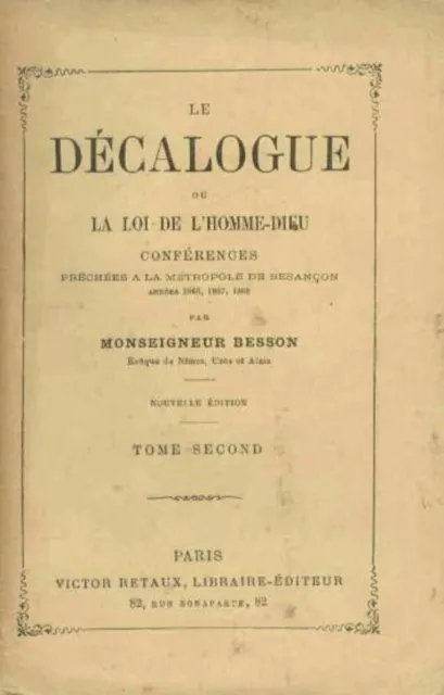 Le décalogue ou la loi de l'homme dieu Tome 2 | Besson | Bon état