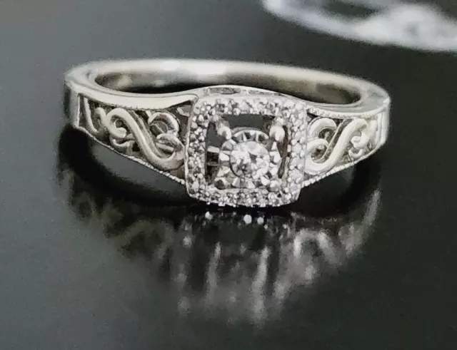 Retired Kay Jewelers Jane Seymour Open Hearts Diamond Halo Ring Jwbr 1/4ctw #7
