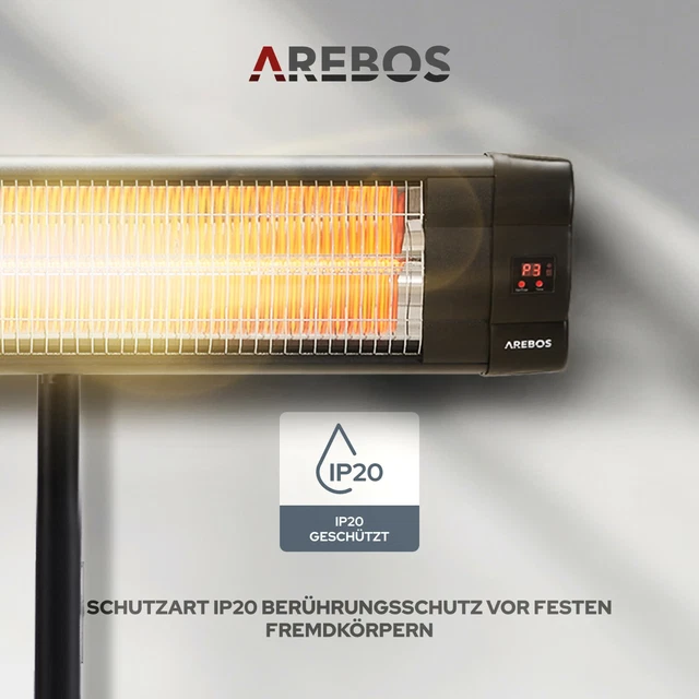 AREBOS Infrarotstrahler Heizstrahler Terrassenstrahler Wärmestrahler 2500W FB 4