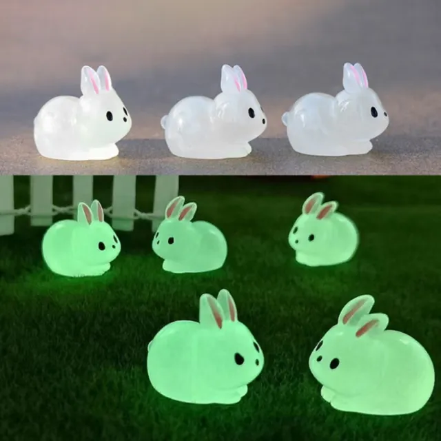 20PCS Luminous Rabbit Micro Ornaments Miniature Animal Potted DecoratiAW
