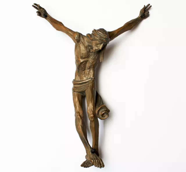 Großer Jesus Christus Holz Linde handgeschnitzt Corpus Christi 59 x 43 cm