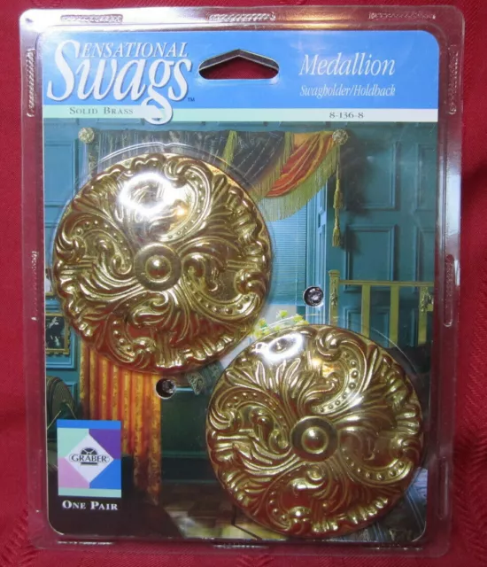 NEW Vintage Graber Sensational Swag Solid Brass Curtain/Drape Tieback Holdback