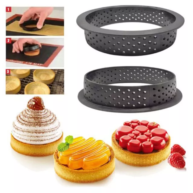 Moule À Gâteau Perforé Rond/Cœur/Carré Anneau Circulaire Pour Mousse Tarte F