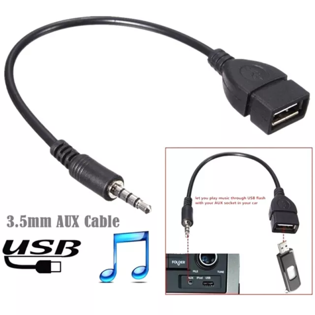 1Pc 3.5mm male audio AUX jack to USB 2.0 type a female converter adapter cabl*-*