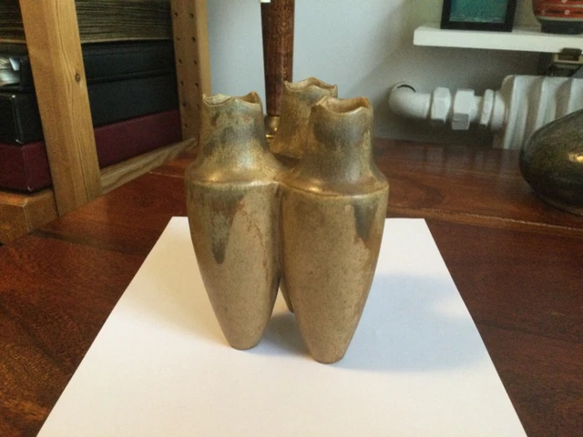 Art Deco, Vase En Gres Composé De 3 Amphores Accolées, Denbac Ou Metenier