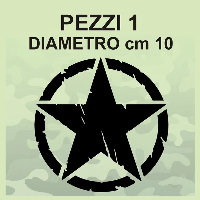 Autocollant Militaire étoile Tout-terrain - Style US Army 4x4 Camouflage, Neuf, Fabrication Italie