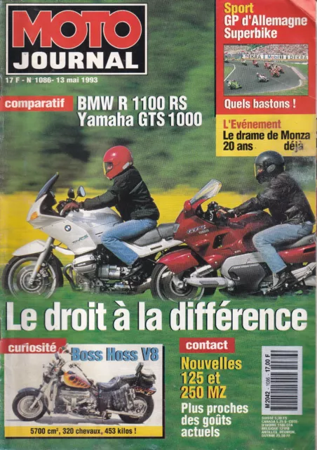 Moto Journal N°1086 Bmw R1100 Rs / Yam Gts 1000 / 125 Et 250 Mz / Boss Hoss V8