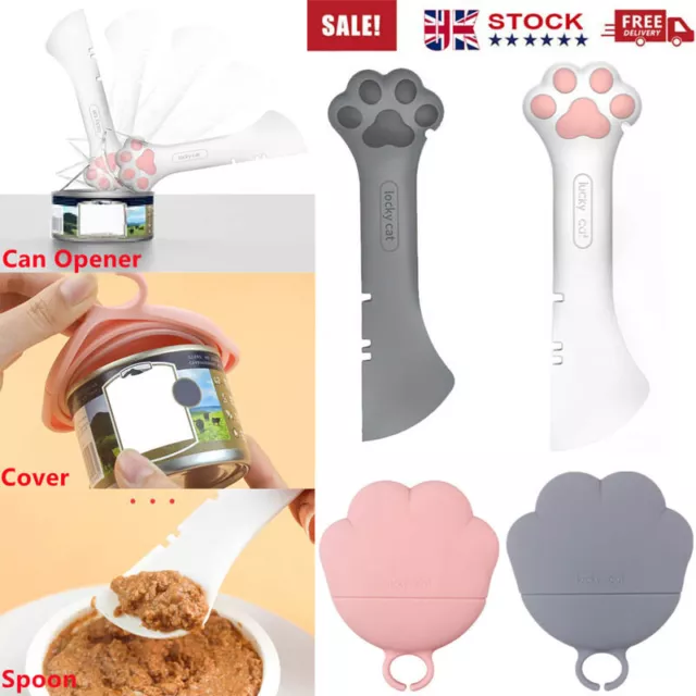 Silicone Spoon & Pet Food Can Tin Cover Reusable Lid Cap Dog Cat Tin Opener UK