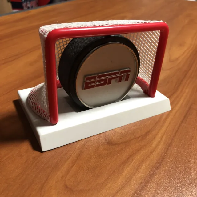 ESPN Hockey Puck & Goal Net Raised Logo Metal Logo NHL Office Desk Ornament Toy