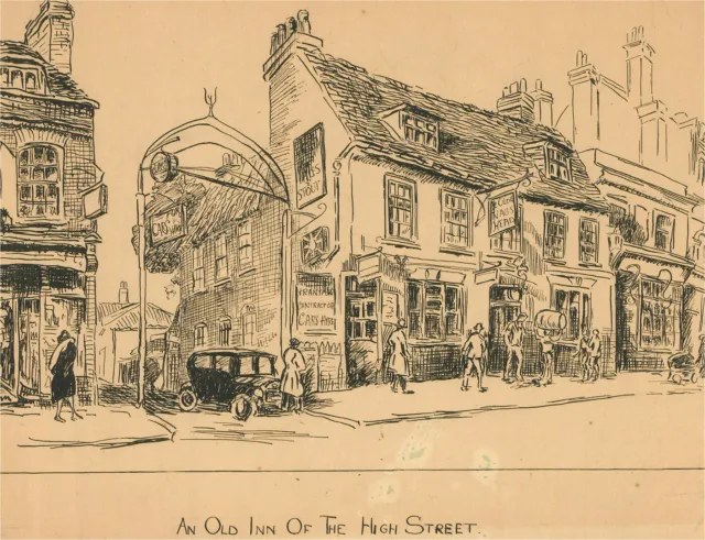 Early 20th Century Pen and Ink Drawing - An Old Inn of the High Street