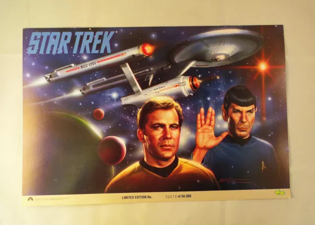 Vintage 1994 Star Trek Limited Edition Cardboard Poster with Kirk & Spock