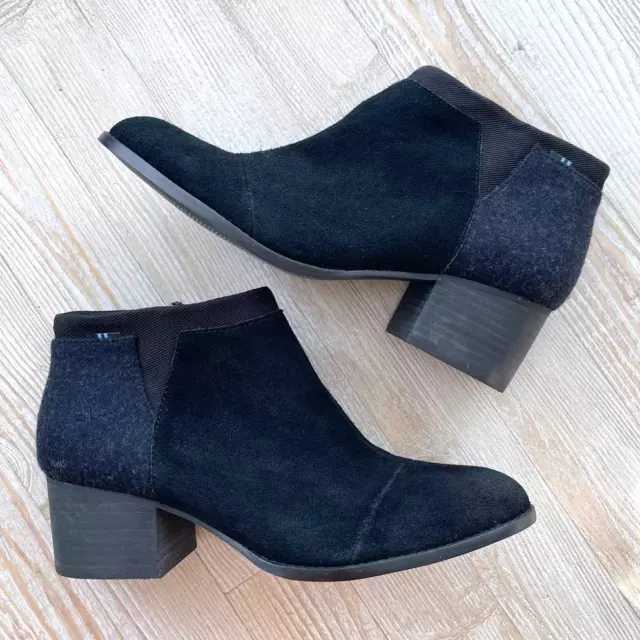 TOMS Loren Suede Ankle Bootie | Black Size 8.5