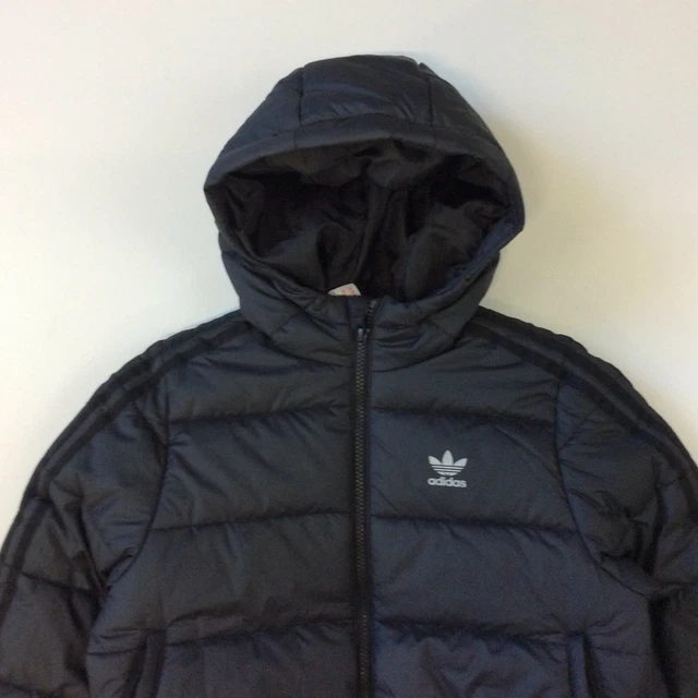 Giacca Tampone Adidas Bambini Grigio Argento 3 Righe Cappotto Con Cappuccio Rrp £65 Kl 2