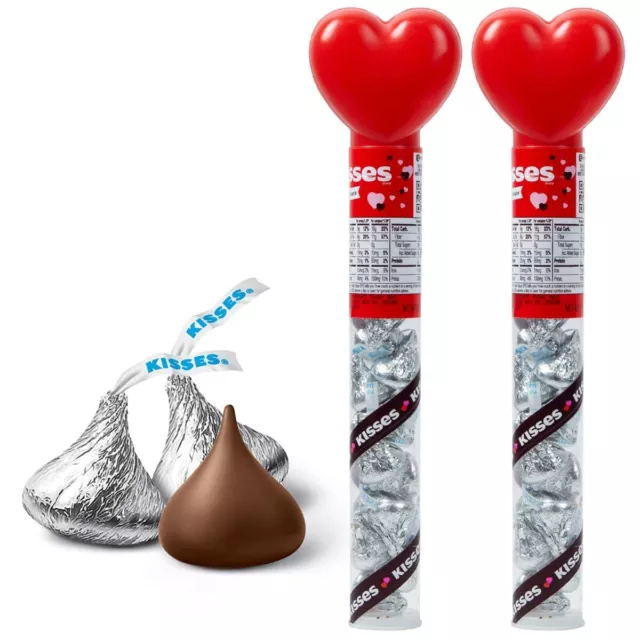 Valentine’s Day HERSHEY’S Kisses Heart Cane Milk Chocolate Tubes for Sweet Ro...