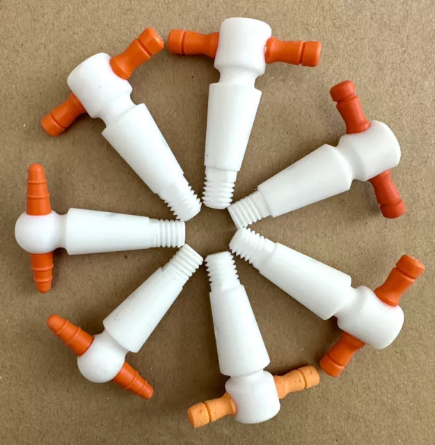 (7) Size 4 Straight Bore Standard Taper PTFE Stopcock Plugs NO Nut/O-ring/Washer