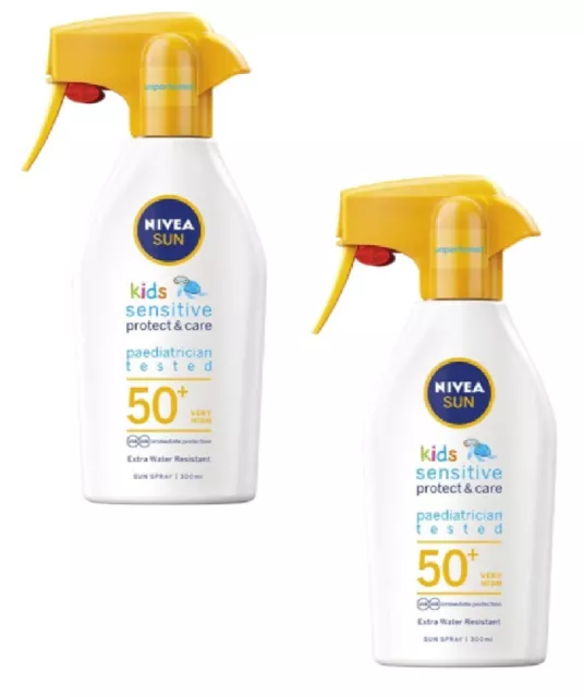 Nivea Sun Protect Spray Kids Sensitive SPF 50+ Aloe Vera Wasserfest 2x 300 ml