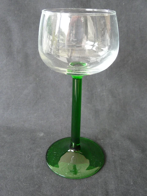 2 Verres à Vin Anciens Theresienthal - Tige Verte, Calice Poli, Style Art Nouveau
