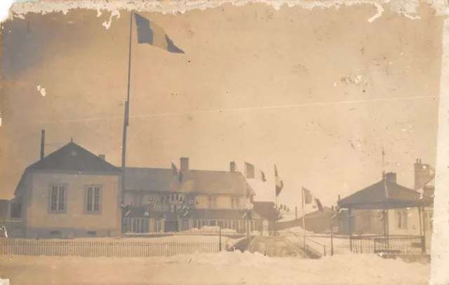 Cpa Photo Card To Locate Village Under The Snow French Flag Est France??