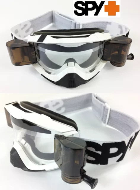 Spy Optics Klutch Motocross MX Brille Weiß Mit Gsvs Roll Offs Rauch Behälter