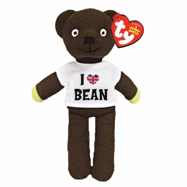 Official TY Beanie I LOVE MR BEAN Teddy Bear in T-Shirt, 25cm Height