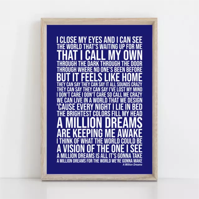 A Million Dreams Lyrics (The Greatest Showman) Song Print (Unframed)