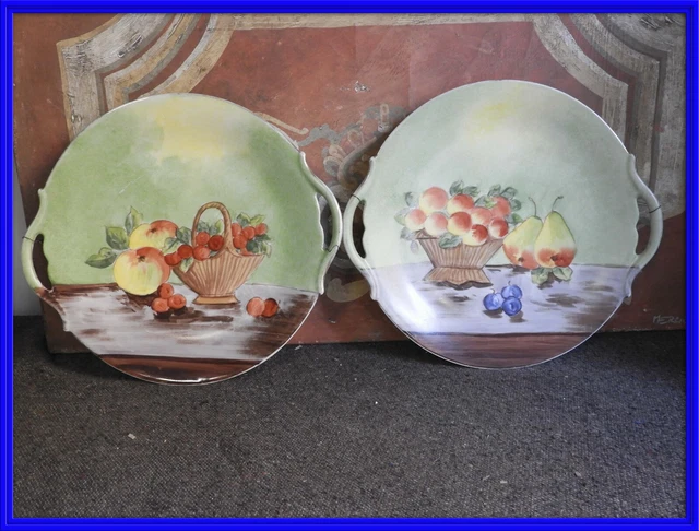 Pareja De Platos De Porcelana De Limoges Firmados