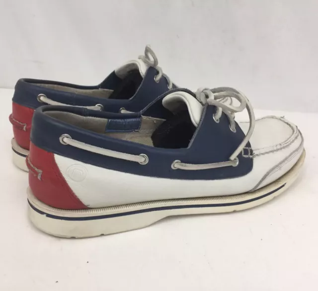 Rockport Mens Stars-Stripes Red-White-Blue Leather Boat Shoes Loafers Sz 10.5 M