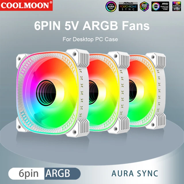 UpHere S6C4 Dissipatore CPU Bianco 6 Heatpipe, Ventola 120mm PWM RGB – Fino A 230W TDP, Per Intel E AMD (non AM4) - 3