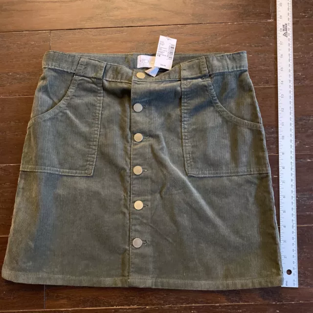 Childrens Place Girls Olive Green Corduroy Skirt Size 14 NWT