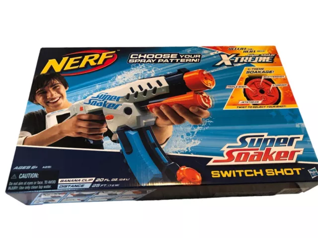 New Nerf Super Soaker X-treme Switch Shot Water Gun w/ Shoulder Stock & Clip New