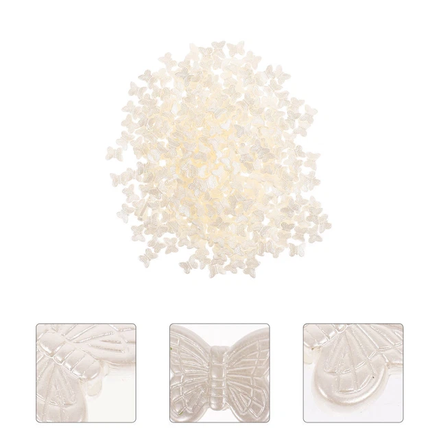 300 Pcs Pearl Loose Spacer Beads ABS Butterfly Glass Earrings Necklace