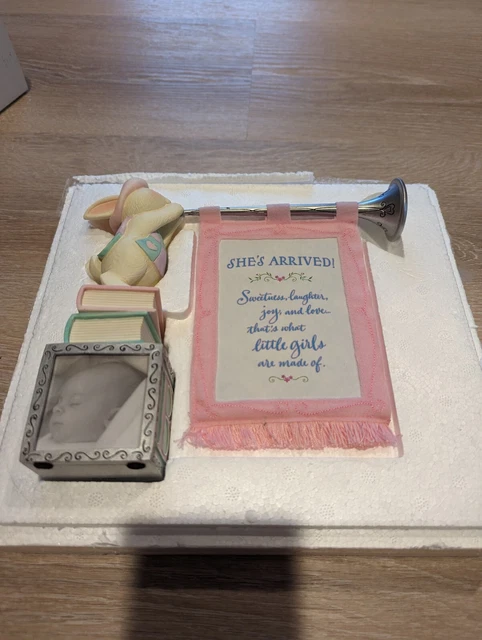 Keepsake Photo Cube Hallmark Baby Girl Bunny With Banner Trumpet New in Box