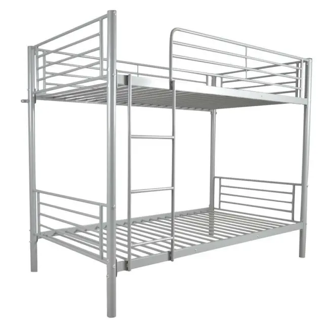 Rustic Twin Over Twin Metal Bunk Beds Convertible Twin Size Bed Frame w/Ladder