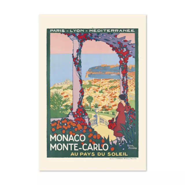 1920s Monaco Monte Carlo Vintage Style Art Deco Travel Poster - Classic Print