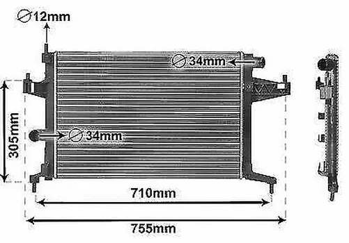 Radiateur Refroidissement Moteur Opel Combo 2004 Course à Partir De 2000 1300237