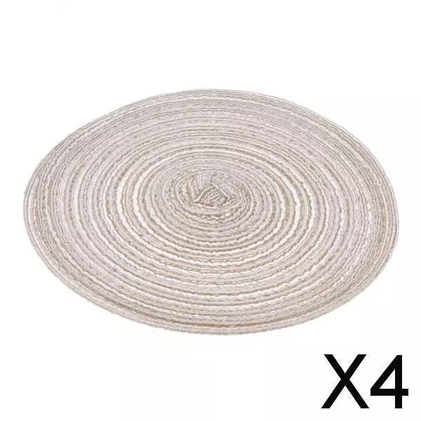2-4pack 18cm Hand Knitting Ramie Table Round Placemat Thermal Insulation Mat